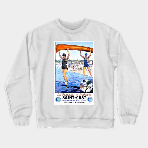 Vintage Travel Poster France Saint Cast Crewneck Sweatshirt by vintagetreasure